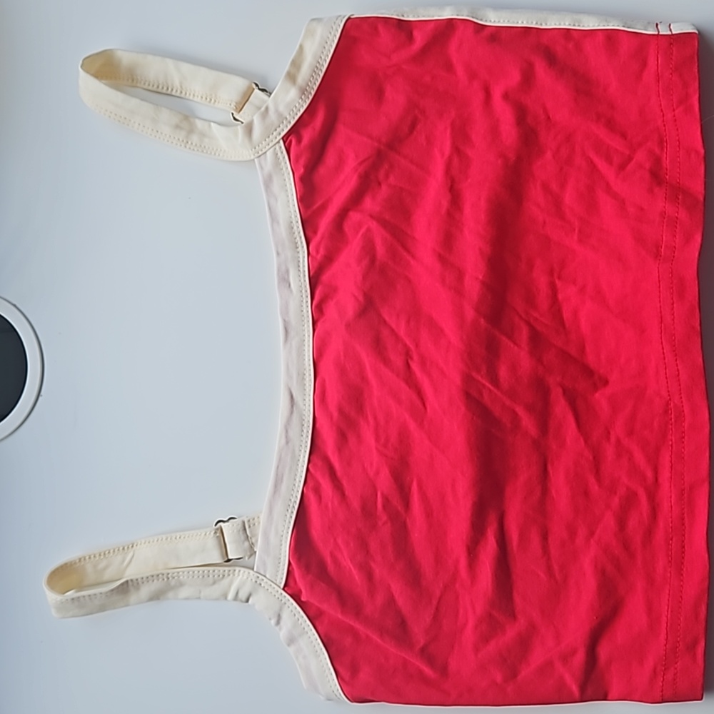 Red and Beige Tank Top